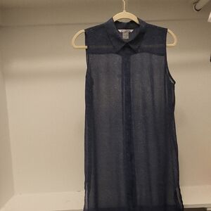Elegant (Sheer) Navy Sleeveless Dress